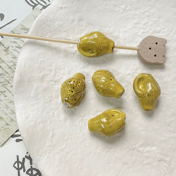 Wholesale Ceramic Conch Pattern Loose Beads For Handmade Jewelry Retro Style With High Temperature Flower Glaze And Paint Treatment