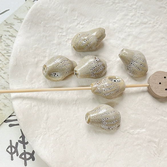 Wholesale Ceramic Conch Pattern Loose Beads For Handmade Jewelry Retro Style With High Temperature Flower Glaze And Paint Treatment