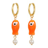 Wholesale Ceramic Copper Geometric Fish Earrings Purely Handmade For Female Students