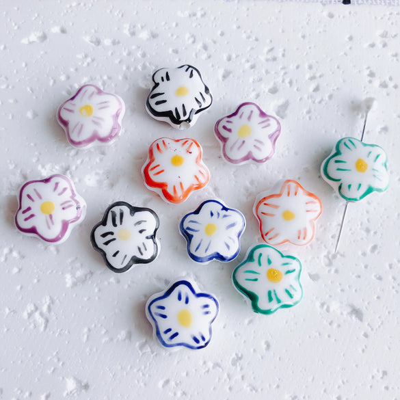 Wholesale Ceramic Handdrawn Flower Loose Beads For Beaded Bracelet Jewelry Accessories Environmental Protection