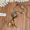 Wholesale Ceramic Pendant Necklace With Wooden Beads Handmade Retro Style Geometric And Flower Pattern For Women