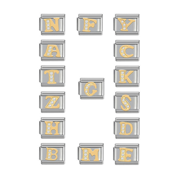 Wholesale Charm Bracelet Stainless Steel Letter Diamond Detachable Splicing