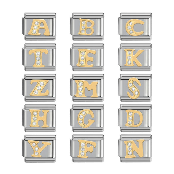 Wholesale Charm Bracelet Stainless Steel Letter Diamond Detachable Splicing