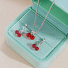 Wholesale Cherry Fruit Pattern Pendant Earrings Necklace Jewelry Suit Alloy Electroplated All Match Light Luxury Elegant Fashion Jewelry