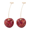 Wholesale Cherry Petal And Cherry Fruit Stud Earrings Made Of Alloy With Dripping Oil