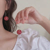 Wholesale Cherry Petal And Cherry Fruit Stud Earrings Made Of Alloy With Dripping Oil