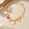Wholesale Chic Style Electroplated Stainless Steel Heart Shape Pendant Necklace With O Word Chain For Women