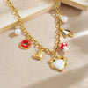 Wholesale Chic Style Electroplated Stainless Steel Heart Shape Pendant Necklace With O Word Chain For Women