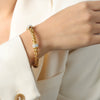 Wholesale Chic Style Woven Hollow Design Titanium Steel Open Bracelet For Female With Electroplating