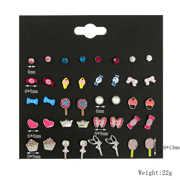 Wholesale Children's Alloy Cartoon Animal Zodiac Dripping Oil Ear Studs Jewelry