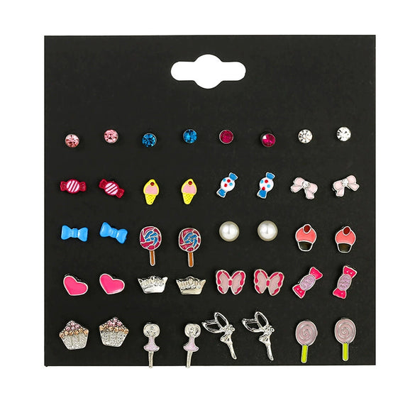 Wholesale Children's Alloy Cartoon Animal Zodiac Dripping Oil Ear Studs Jewelry