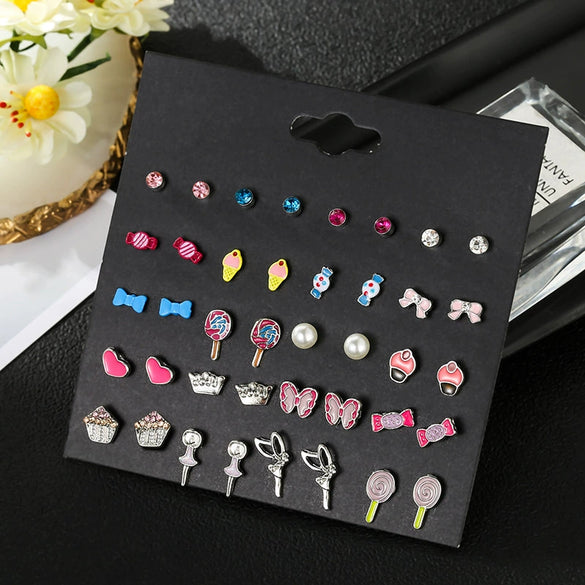 Wholesale Children's Alloy Cartoon Animal Zodiac Dripping Oil Ear Studs Jewelry