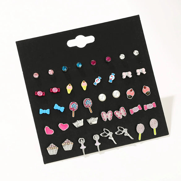Wholesale Children's Alloy Cartoon Animal Zodiac Dripping Oil Ear Studs Jewelry