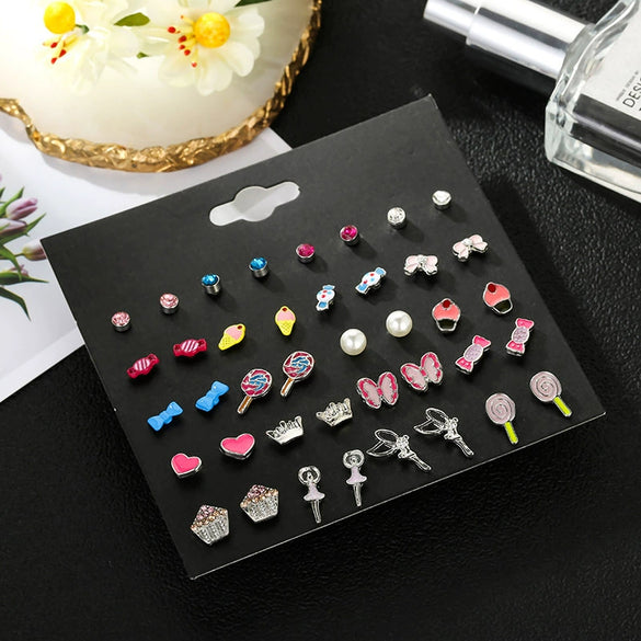 Wholesale Children's Alloy Cartoon Animal Zodiac Dripping Oil Ear Studs Jewelry