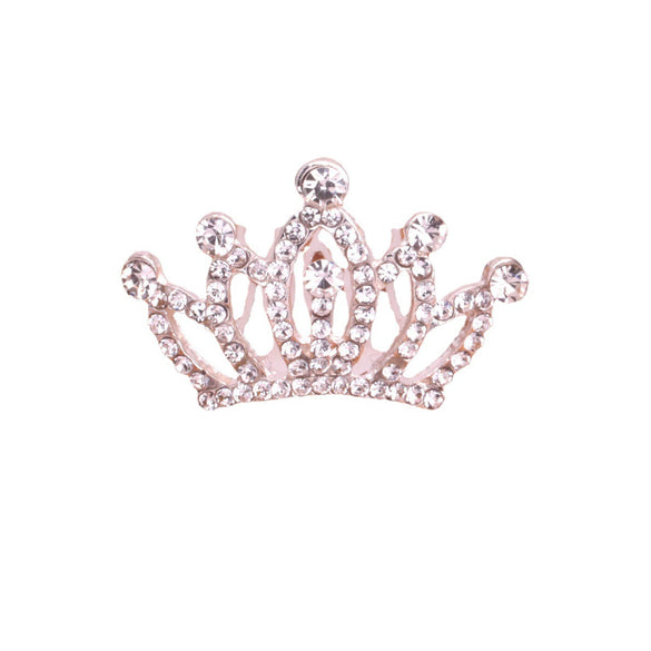 Wholesale Children's Alloy Silver Plated Rhinestone Crown Comb For Girls
