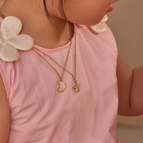 Wholesale Children's And Girls' Stainless Steel And Titanium Steel Jewelry Set With Heart Drop Bell Geometric Patterns Electroplated