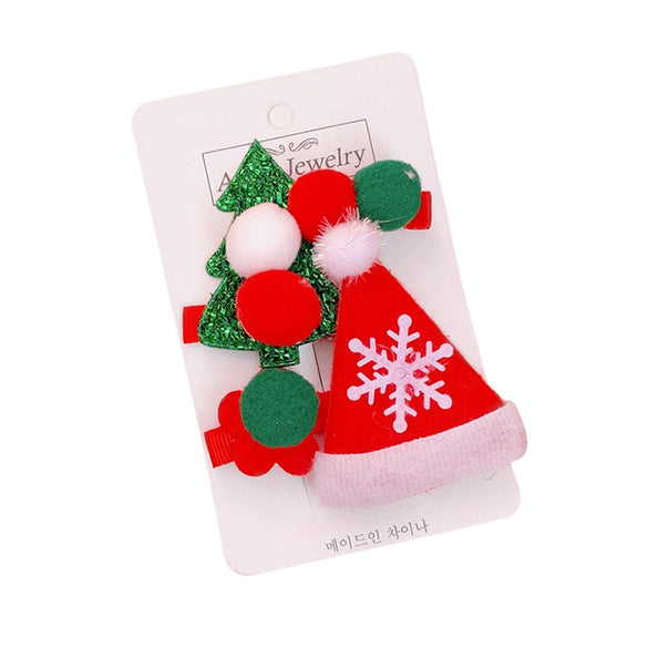 Wholesale Children's And Women's Cloth Handmade Christmas Style Hairpin Set With Cartoon Snowman For Party Gifts