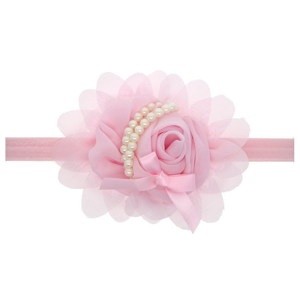 Wholesale Children's Cloth Hair Band With Pearl Flower Pattern Handmade