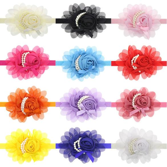 Wholesale Children's Cloth Hair Band With Pearl Flower Pattern Handmade