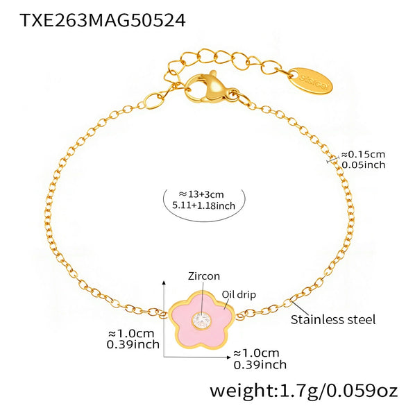 Wholesale Children's Fashion Jewelry Set With Ferris Wheel And Flower Inlaid Zircon Stainless Steel And Titanium Steel Plated With 18K Real Gold For Women