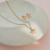 Wholesale Children's Jewelry Set For Women Stainless Steel 18K Gold Electroplated With Heart Drop Bell Geometric Patterns Necklace And Earrings