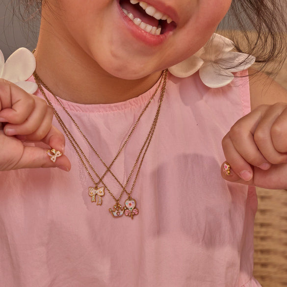 Wholesale Children's Jewelry Set For Women Stainless Steel 18K Gold Electroplated With Heart Drop Bell Geometric Patterns Necklace And Earrings