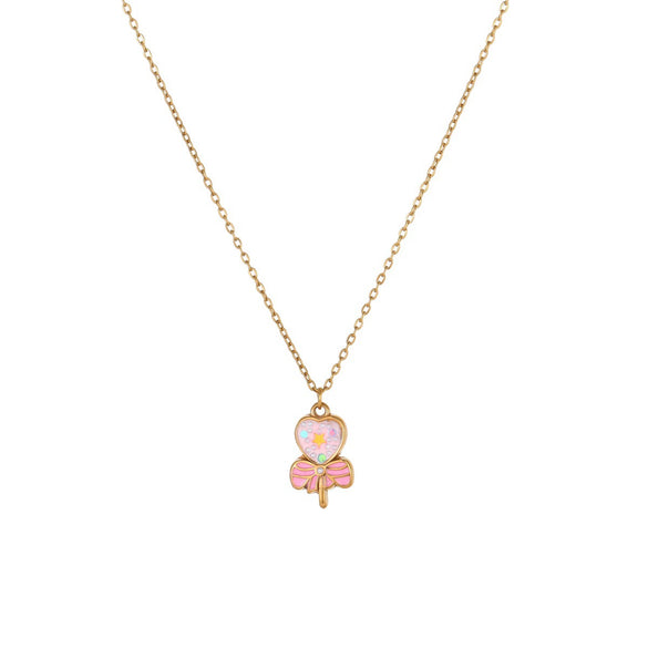 Wholesale Children's Jewelry Set For Women Stainless Steel 18K Gold Electroplated With Heart Drop Bell Geometric Patterns Necklace And Earrings