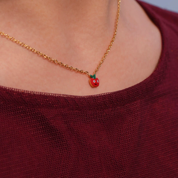 Wholesale Children's Jewelry Set With Ferris Wheel And Red Apple Pendant Made Of Titanium Steel And Stainless Steel Electroplated