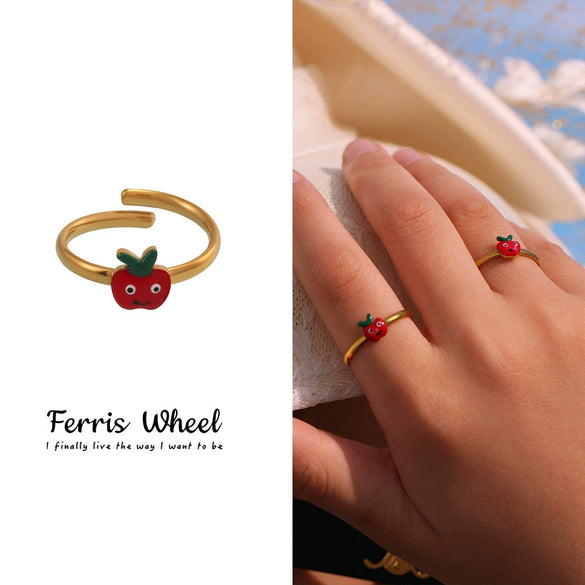 Wholesale Children's Jewelry Set With Ferris Wheel And Red Apple Pendant Made Of Titanium Steel And Stainless Steel Electroplated