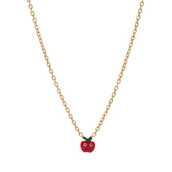 Wholesale Children's Jewelry Set With Ferris Wheel And Red Apple Pendant Made Of Titanium Steel And Stainless Steel Electroplated