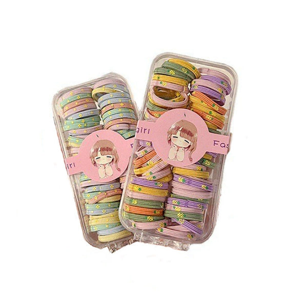 Wholesale Children's Rubber Band Hair Rope Handmade Cartoon Style With Letters Numbers Text Star Strawberry Flower Patterns For Girls