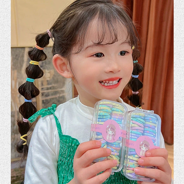 Wholesale Children's Rubber Band Hair Rope Handmade Cartoon Style With Letters Numbers Text Star Strawberry Flower Patterns For Girls