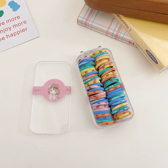 Wholesale Children's Rubber Band Hair Rope Handmade Cartoon Style With Letters Numbers Text Star Strawberry Flower Patterns For Girls