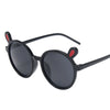 Wholesale Children's Sunglasses Plastic Frame Round Frame With Cute Bear Ears Cartoon Design