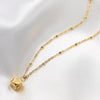 Wholesale Chinese Characters Ping An Joy Ball Titanium Steel Necklace With Gold Inlaid And Geometric Style