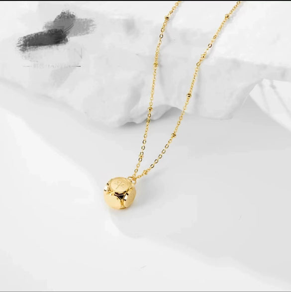 Wholesale Chinese Characters Ping An Joy Ball Titanium Steel Necklace With Gold Inlaid And Geometric Style