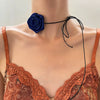 Wholesale Choker Necklace Retro Rose Flower Style Alloy Pendant Flannel Chain Cloth Material