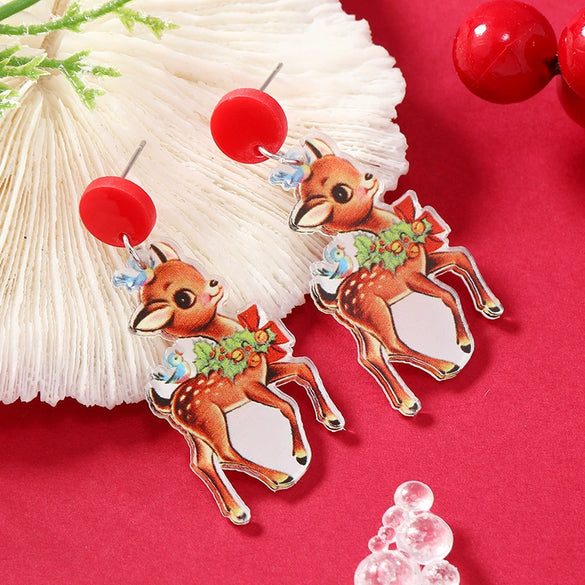 Wholesale Christmas Acrylic Geometric Decorative Earrings For Women