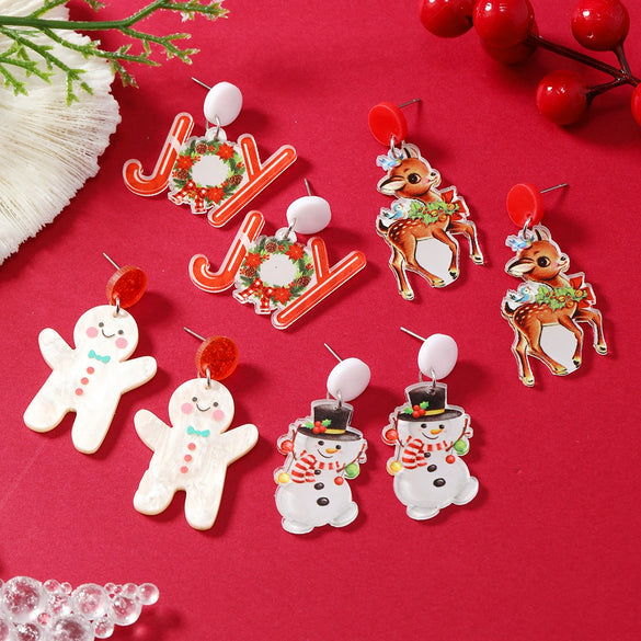 Wholesale Christmas Acrylic Geometric Decorative Earrings For Women