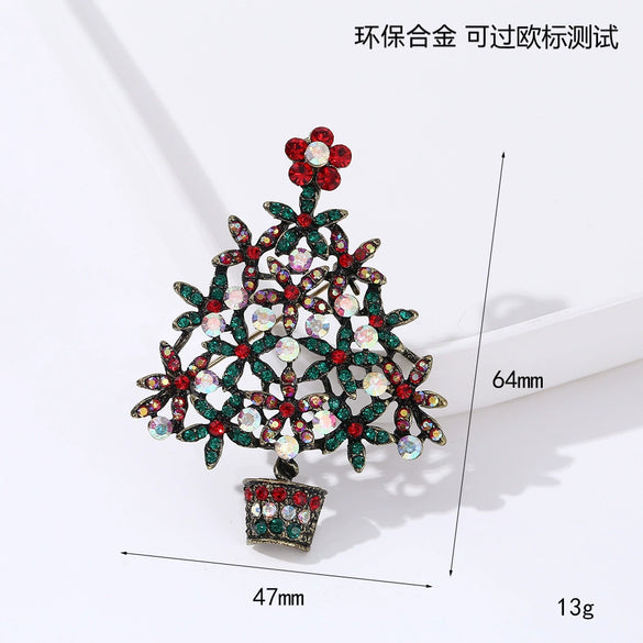 Wholesale Christmas Brooches For Women Alloy Snowflake Snowman Tree And Boot Pins With Diamond Accents