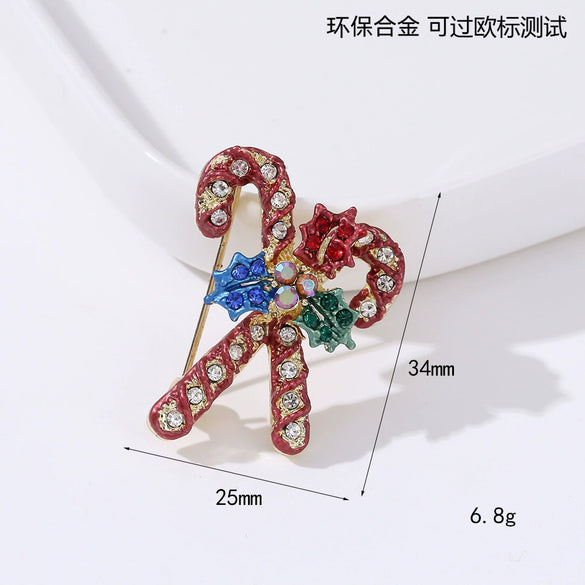 Wholesale Christmas Brooches For Women Alloy Snowflake Snowman Tree And Boot Pins With Diamond Accents