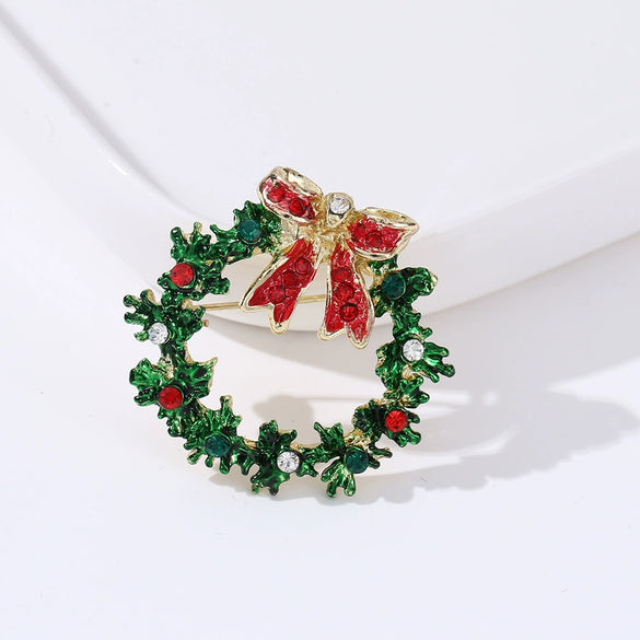 Wholesale Christmas Brooches For Women Alloy Snowflake Snowman Tree And Boot Pins With Diamond Accents