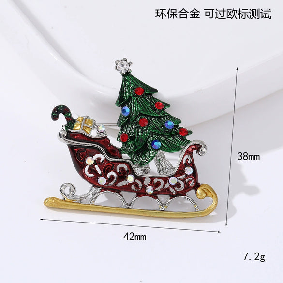 Wholesale Christmas Brooches For Women Alloy Snowflake Snowman Tree And Boot Pins With Diamond Accents