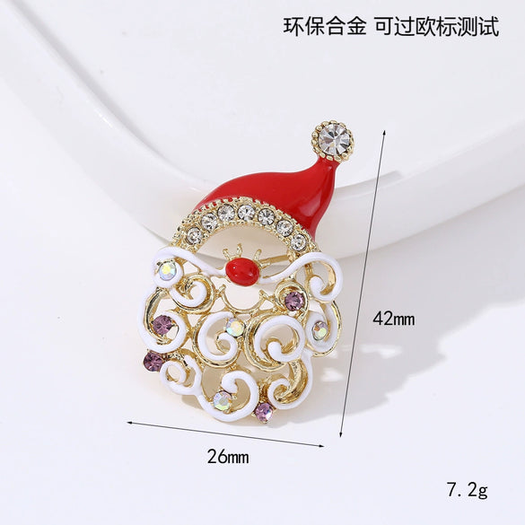Wholesale Christmas Brooches For Women Alloy Snowflake Snowman Tree And Boot Pins With Diamond Accents
