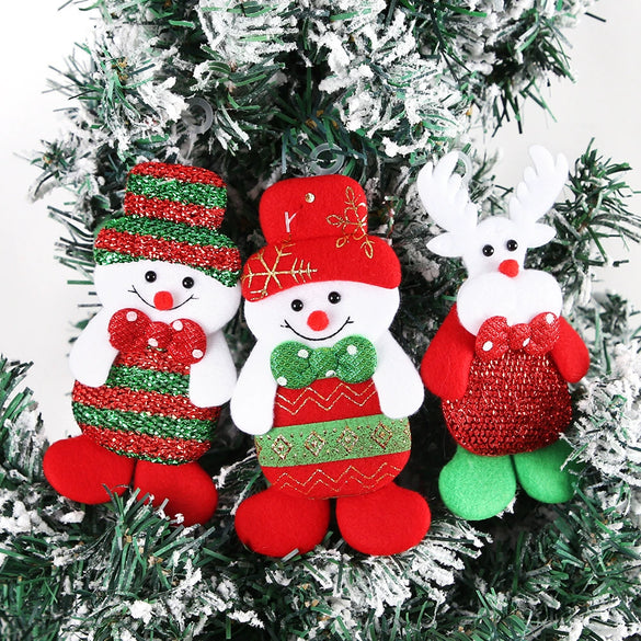 Wholesale Christmas Decorations Cloth Cartoon Doll Snowman Old Man Bear Pendant