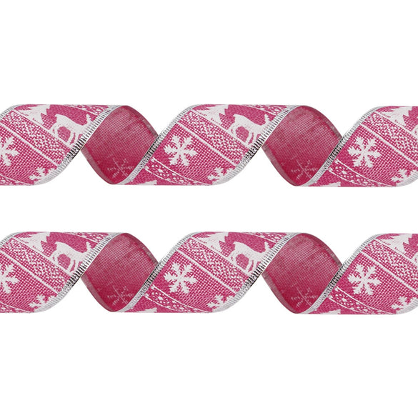 Wholesale Christmas Decorations Cloth Imitation Hemp Ribbon With Christmas Tree Fawn Pattern Mechanical Process