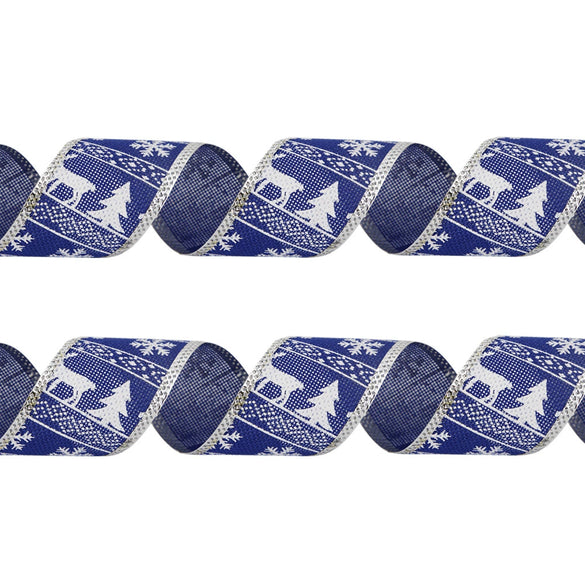 Wholesale Christmas Decorations Cloth Imitation Hemp Ribbon With Christmas Tree Fawn Pattern Mechanical Process