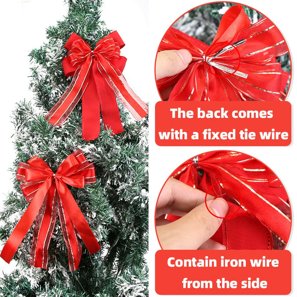 Wholesale Christmas Decorations Polyester Handmade Mesh Bow Pendant For Christmas Tree Arrangement And Gift Decoration