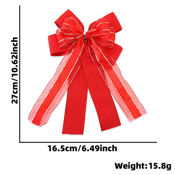 Wholesale Christmas Decorations Polyester Handmade Mesh Bow Pendant For Christmas Tree Arrangement And Gift Decoration