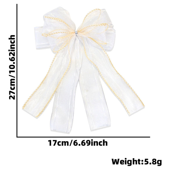 Wholesale Christmas Decorations Polyester Handmade Mesh Bow Pendant For Christmas Tree Arrangement And Gift Decoration